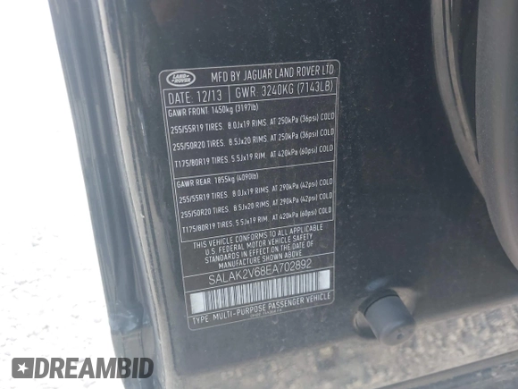 2014 Land Rover LR4 Lux с VIN SALAK2V68EA702892, выставлен на аукционе IAAI как лот 42820853 с пробегом 116 492 миль миль и . История ставок и продаж доступна на DreamBid. Изображение 9.
