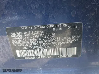 2024 Subaru Impreza with VIN JF1GUABC9R8274821, listed as a IAAI auction lot 41634793 with 19,290 mi miles. Bid and sale history available at carsss.com. Image 9.