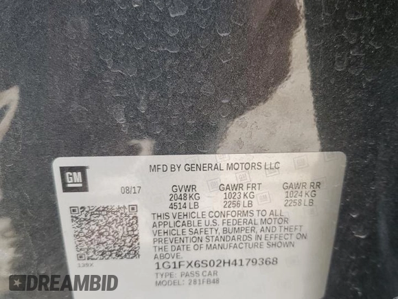 2017 Chevrolet Bolt EV Premier with VIN 1G1FX6S02H4179368, listed as a Copart auction lot 53405425 with 50,829 mi miles and Clean title. Bid and sale history available at DreamBid. Image 12.