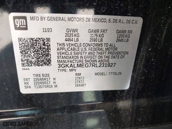 2024 GMC Terrain SLE with VIN 3GKALMEG7RL231927, listed as a IAAI auction lot 41996938 with 30,566 mi miles. Bid and sale history available at carsss.com. Image 9.