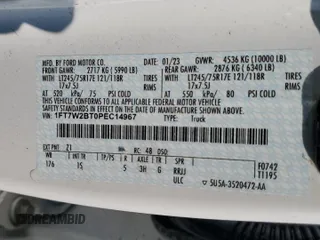 2023 Ford F-250 XL with VIN 1FT7W2BT0PEC14967, listed as a Copart auction lot 58661045 with 42,979 mi miles and Salvage title. Bid and sale history available at DreamBid. Image 12.
