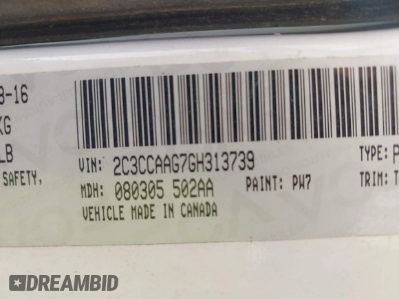 2016 Chrysler 300 Anniversary Edition with VIN 2C3CCAAG7GH313739, listed as a IAAI auction lot 41833824 with 285,806 mi miles and . Bid and sale history available at DreamBid. Image 9.