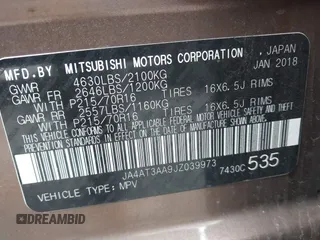 2018 Mitsubishi Eclipse Cross ES z VIN JA4AT3AA9JZ039973, wystawiony jako IAAI lot #42350915 z przebiegiem 136 369 mil mil oraz . Historia ofert i sprzedaży dostępna na DreamBid. Obrazek 9.