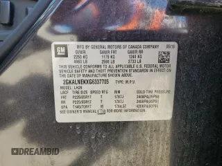 2016 GMC Terrain SLE with VIN 2GKALNEKXG6337705, listed as a Copart auction lot 63590375 with 75,109 mi miles and Clean title. Bid and sale history available at DreamBid. Image 13.