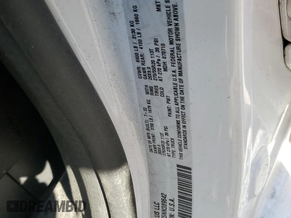 2022 Ram 1500 Lone Star with VIN 1C6RREBT5NN389642, listed as a Copart auction lot 53796355 with Not provided miles and Salvage title. Bid and sale history available at DreamBid. Image 12.