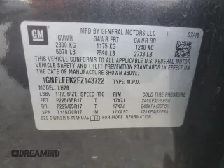 2015 Chevrolet Equinox LT with VIN 1GNFLFEK2FZ143722, listed as a Copart auction lot 55467285 with 168,335 mi miles and Clean Title. Bid and sale history available at carsss.com. Image 13.