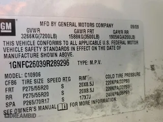 2009 Chevrolet Suburban LT w/2LT with VIN 1GNFC26039R289296, listed as a Copart auction lot 80672484 with 0 mi miles and Salvage Title. Bid and sale history available at carsss.com. Image 13.