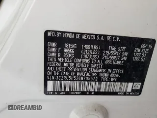 2016 Honda HR-V EX with VIN 3CZRU5H52GM709572, listed as a Copart auction lot 56125745 with 44,514 mi miles and Salvage Title. Bid and sale history available at DreamBid. Image 14.
