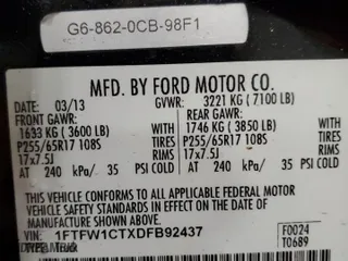 2013 Ford F-150 XL with VIN 1FTFW1CTXDFB92437, listed as a Copart auction lot 43697815 with 163,284 mi miles and Clean Title. Bid and sale history available at carsss.com. Image 12.