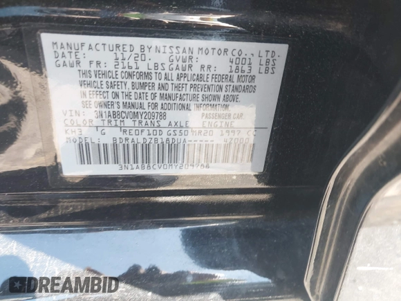 2021 Nissan Sentra SV z VIN 3N1AB8CV0MY209788, wystawiony jako IAAI lot #42037035 z przebiegiem 83 644 mil mil oraz . Historia ofert i sprzedaży dostępna na DreamBid. Obrazek 9.