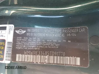 2005 MINI Hardtop S с VIN WMWRE33485TD91770, выставлен на аукционе Copart как лот 53641335 с пробегом 130 450 миль миль и Чистый • Clean title. История ставок и продаж доступна на DreamBid. Изображение 13.