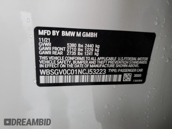 2022 BMW M8 Competition z VIN WBSGV0C01NCJ53223, wystawiony jako Copart lot #76250753 z przebiegiem 25 966 mil mil oraz . Historia ofert i sprzedaży dostępna na DreamBid. Obrazek 13.