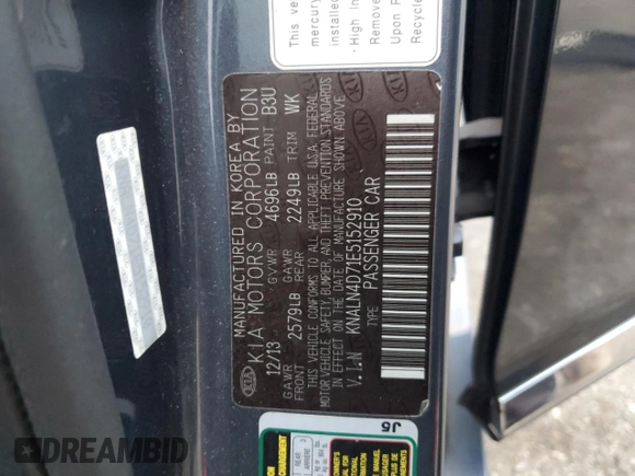 2014 Kia Cadenza Premium with VIN KNALN4D71E5152910, listed as a Copart auction lot 88694025 with 174,702 mi miles and Clean Title. Bid and sale history available at carsss.com. Image 12.