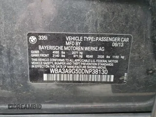 2013 BMW 3 Series 335i с VIN WBA3A9G50DNP38130, выставлен на аукционе Copart как лот 86146524 с пробегом 132 124 миль миль и Чистый • Clean title. История ставок и продаж доступна на DreamBid. Изображение 12.