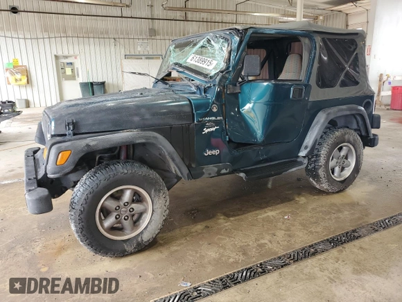 1997 Jeep Wrangler Sport with VIN 1J4FY19SXVP537075, listed as a Copart auction lot 61389915 with Not provided miles and Salvage title. Bid and sale history available at DreamBid. Image 1.