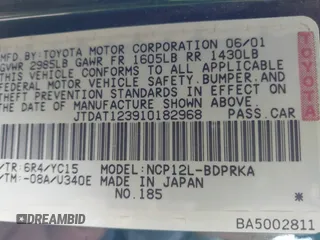 2001 Toyota ECHO with VIN JTDAT123910182968, listed as a IAAI auction lot 42074761 with 158,970 mi miles and . Bid and sale history available at DreamBid. Image 9.