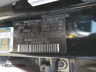 2015 Kia Optima with VIN KNAGM4AD3F5079555, listed as a Copart auction lot 59609645 with 180,534 mi miles and Clean title. Bid and sale history available at DreamBid. Image 12.