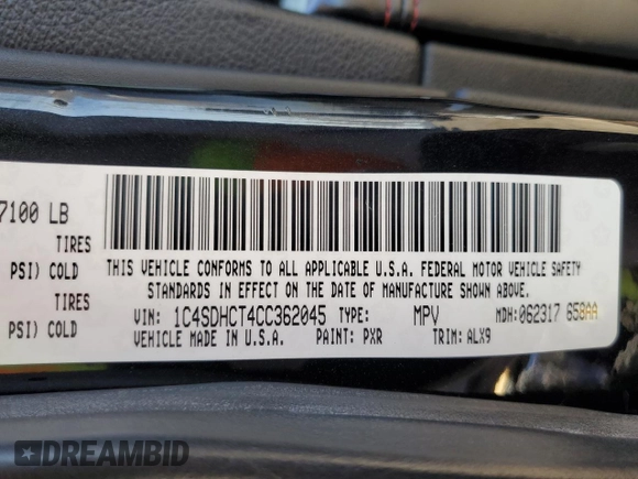 2012 Dodge Durango R/T with VIN 1C4SDHCT4CC362045, listed as a Copart auction lot 79638554 with 121,586 mi miles and Salvage title. Bid and sale history available at DreamBid. Image 15.