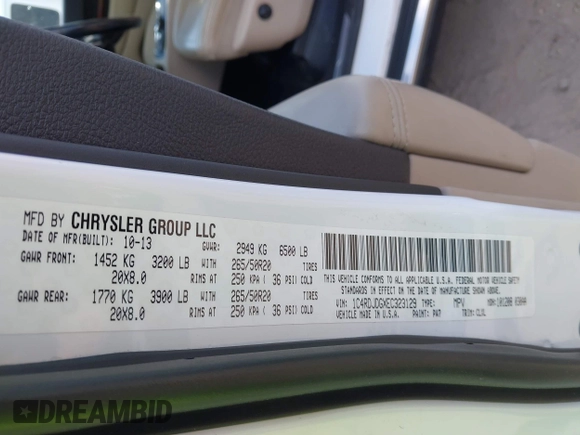 2014 Dodge Durango Limited with VIN 1C4RDJDGXEC323129, listed as a IAAI auction lot 42318727 with 148,451 mi miles and . Bid and sale history available at DreamBid. Image 9.