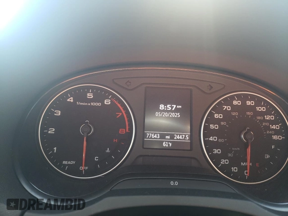 2018 Audi A3 Premium Plus with VIN WAUJ8GFF7J1018537, listed as a Copart auction lot 57245185 with 77,643 mi miles and Salvage title. Bid and sale history available at DreamBid. Image 9.