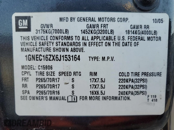 2006 Chevrolet Suburban LS with VIN 1GNEC16ZX6J153164, listed as a Copart auction lot 79298354 with 153,526 mi miles and Clean Title. Bid and sale history available at carsss.com. Image 13.