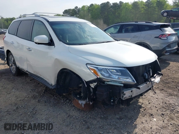 2015 Nissan Pathfinder Platinum with VIN 5N1AR2MN3FC641223, listed as a IAAI auction lot 42013024 with 148,673 mi miles and . Bid and sale history available at DreamBid. Image 1.