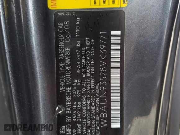 2008 BMW 1 Series 135i z VIN WBAUN93528VK39771, wystawiony jako Copart lot #87970105 z przebiegiem 88 618 mil mil oraz Szkoda całkowita • Salvage title. Historia ofert i sprzedaży dostępna na DreamBid. Obrazek 12.