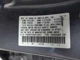 2014 Honda Accord Sport with VIN 1HGCR2F59EA162651, listed as a IAAI auction lot 41779670 with 107,668 mi miles and . Bid and sale history available at DreamBid. Image 9.