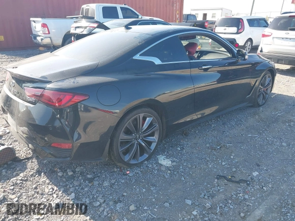 2022 Infiniti Q60 Red Sport 400 with VIN JN1FV7LK0NM660799, listed as a IAAI auction lot 41991772 with 26,997 mi miles and . Bid and sale history available at DreamBid. Image 4.