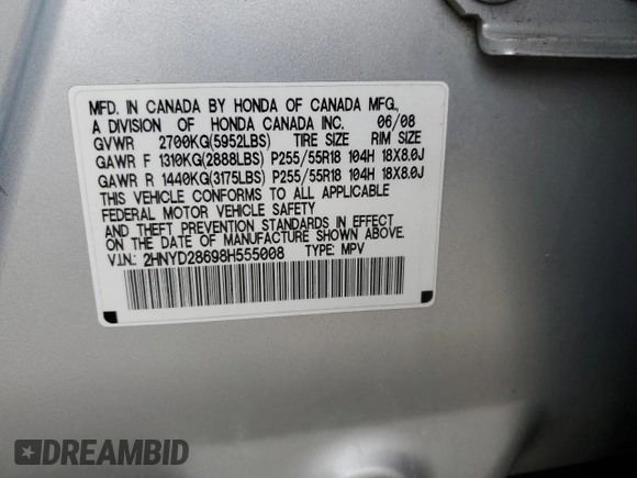 2008 Acura MDX Tech/Pwr Tail Gate with VIN 2HNYD28698H555008, listed as a Copart auction lot 43361805 with 163,874 mi miles and Salvage Title. Bid and sale history available at carsss.com. Image 15.