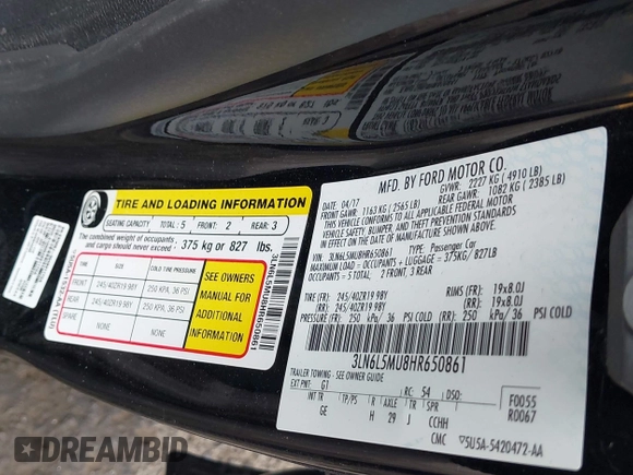 2017 Lincoln MKZ Hybrid Reserve with VIN 3LN6L5MU8HR650861, listed as a IAAI auction lot 42106028 with 89,733 mi miles and . Bid and sale history available at DreamBid. Image 9.