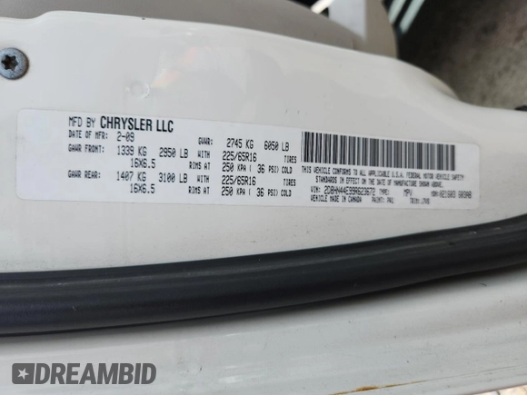 2009 Dodge Grand Caravan SE with VIN 2D8HN44E99R623672, listed as a Copart auction lot 62427625 with 194,846 mi miles and Non repairable. Bid and sale history available at DreamBid. Image 13.