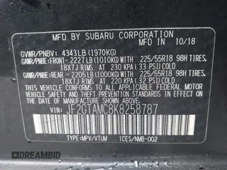 2019 Subaru Crosstrek Limited с VIN JF2GTAMC8K8258787, выставлен на аукционе IAAI как лот 41833257 с пробегом 52 616 миль миль и . История ставок и продаж доступна на DreamBid. Изображение 9.