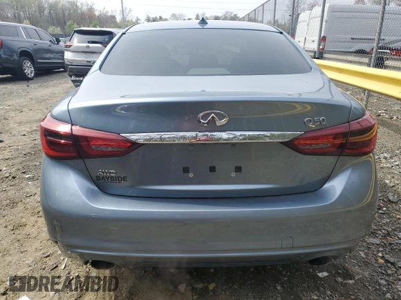 2019 Infiniti Q50 Luxe with VIN JN1EV7AR9KM553774, listed as a Copart auction lot 51593855 with 62,446 mi miles and Salvage title. Bid and sale history available at DreamBid. Image 6.