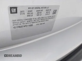 2015 Chevrolet Corvette Z51 3LT z VIN 1G1YM2D74F5114985, wystawiony jako IAAI lot #42077336 z przebiegiem 52 965 mil mil oraz . Historia ofert i sprzedaży dostępna na DreamBid. Obrazek 9.