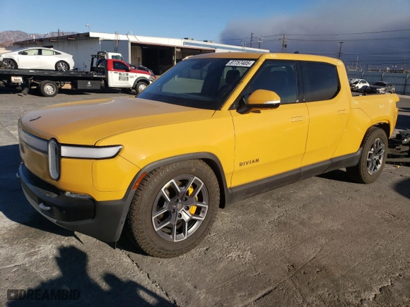 2022 Rivian R1T Adventure Package with VIN 7FCTGAAA2NN005811, listed as a Copart auction lot 87757405 with 21,336 mi miles and Salvage Title. Bid and sale history available at carsss.com. Image 1.
