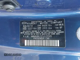 2015 Hyundai Genesis Coupe 3.8L Base with VIN KMHHU6KJ2FU123585, listed as a IAAI auction lot 42437976 with 88,121 mi miles and . Bid and sale history available at DreamBid. Image 9.