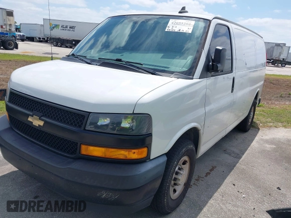 2018 Chevrolet Express Cargo with VIN 1GCWGAFP0J1342902, listed as a IAAI auction lot 42055292 with 98,297 mi miles and . Bid and sale history available at DreamBid. Image 2.