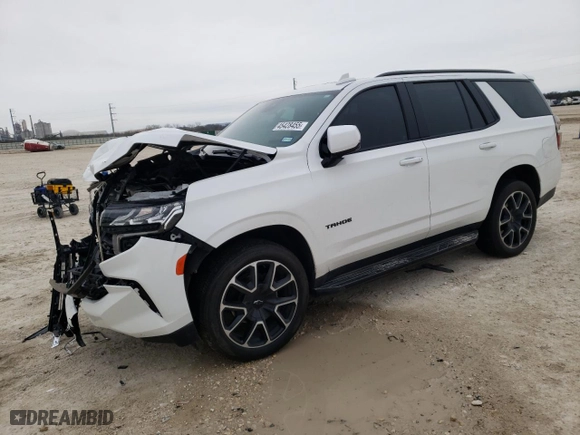 2023 Chevrolet Tahoe RST with VIN 1GNSCRKD4PR393695, listed as a Copart auction lot 45428455 with 0 mi miles and Salvage Title. Bid and sale history available at carsss.com. Image 1.