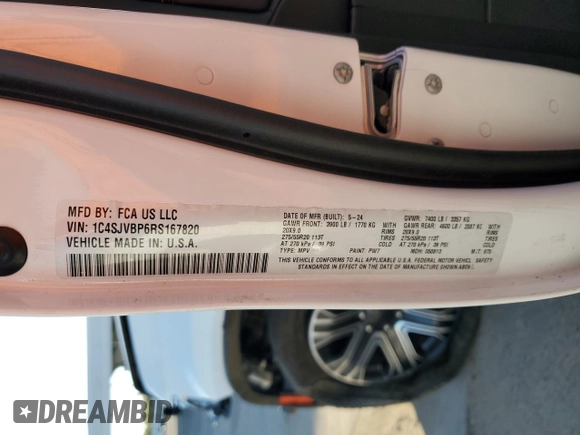 2024 Jeep Wagoneer Series II with VIN 1C4SJVBP6RS167820, listed as a Copart auction lot 48431625 with 17,667 mi miles and Salvage title. Bid and sale history available at DreamBid. Image 13.