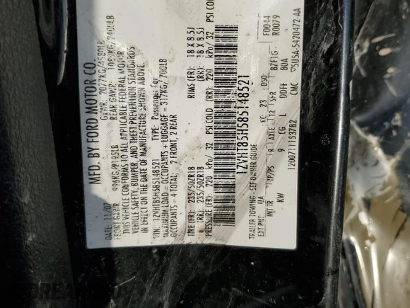 2008 Ford Mustang GT Deluxe with VIN 1ZVHT85H585148521, listed as a Copart auction lot 43408265 with Not Provided miles and Salvage Title. Bid and sale history available at DreamBid. Image 13.