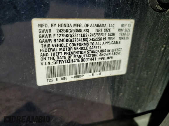 2014 Acura MDX Technology with VIN 5FRYD3H41EB001441, listed as a Copart auction lot 49860305 with 205,236 mi miles and Salvage Title. Bid and sale history available at DreamBid. Image 14.