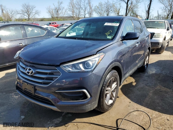 2017 Hyundai Santa Fe Sport 2.4L with VIN 5XYZT3LBXHG393749, listed as a Copart auction lot 47776314 with 110,869 mi miles and Salvage Title. Bid and sale history available at carsss.com. Image 1.