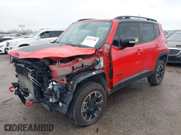 2023 Jeep Renegade Trailhawk with VIN ZACNJDC19PPP62601, listed as a IAAI auction lot 41911700 with 23,973 mi miles and . Bid and sale history available at DreamBid. Image 2.