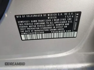 2015 Volkswagen Jetta SE z VIN 3VWD17AJ6FM257858, wystawiony jako IAAI lot #41007963 z przebiegiem 165 064 mil mil oraz . Historia ofert i sprzedaży dostępna na DreamBid. Obrazek 9.