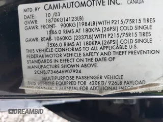 2004 Chevrolet Tracker ZR2 with VIN 2CNBJ734646907924, listed as a IAAI auction lot 42088809 with 98,797 mi miles and . Bid and sale history available at DreamBid. Image 9.