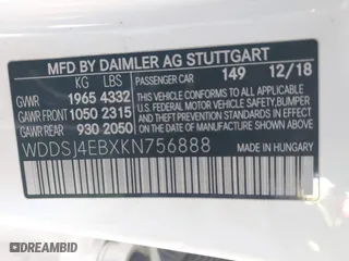 2019 Mercedes-Benz CLA with VIN WDDSJ4EBXKN756888, listed as a IAAI auction lot 41176272 with 46,835 mi miles. Bid and sale history available at carsss.com. Image 9.
