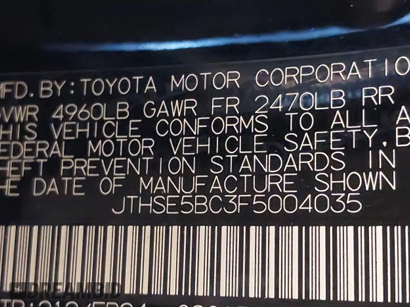 2015 Lexus RC 350 with VIN JTHSE5BC3F5004035, listed as a IAAI auction lot 41406589 with 128,155 mi miles. Bid and sale history available at carsss.com. Image 9.