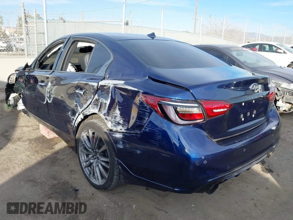 2021 Infiniti Q50 Red Sport 400 with VIN JN1FV7DPXMM850652, listed as a IAAI auction lot 41252436 with 48,380 mi miles and . Bid and sale history available at DreamBid. Image 3.
