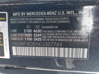 2019 Mercedes-Benz C 300 с VIN 55SWF8DB5KU307749, выставлен на аукционе IAAI как лот 42198723 с пробегом 93 370 миль миль и . История ставок и продаж доступна на DreamBid. Изображение 9.